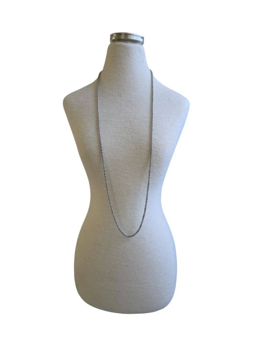 Classic Long Silver Toned Chain Necklace 23"